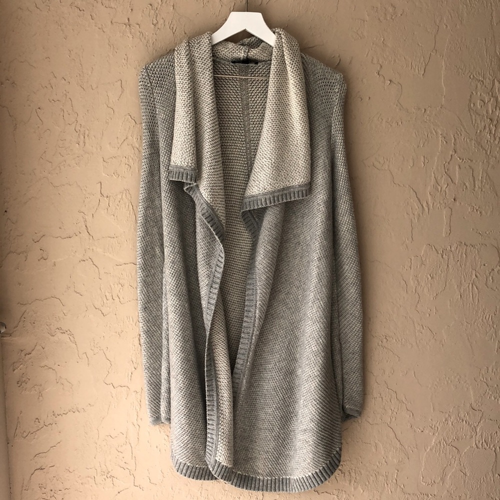 Ann Taylor long gray cardigan wool blend medium